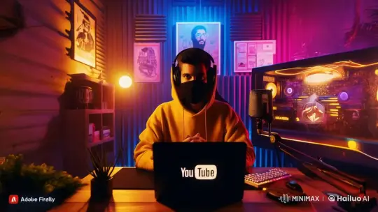 Indonesian Gaming Streamer Welcomes Viewers on Official YouTube Channel – AI Generated Video | Hailuo AI