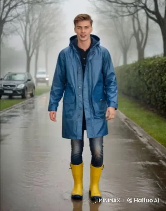 Joyful Young Man Dancing in Rainy Street Atmosphere – AI Generated Video | Hailuo AI