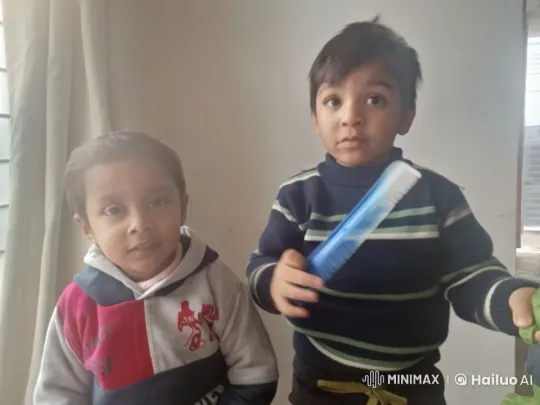 Children Embrace in Cozy Indoor Setting – AI Generated Video | Hailuo AI