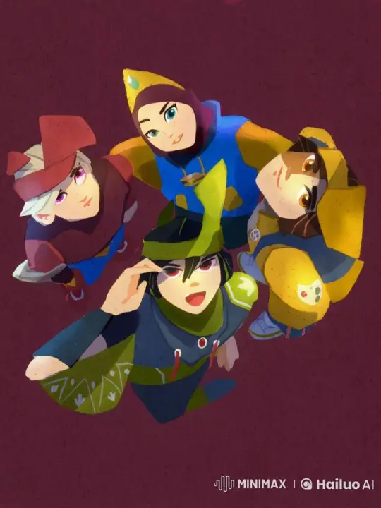 Animated Characters in Live2D Huddle with Vibrant Energy – AI Generated Video | Hailuo AI