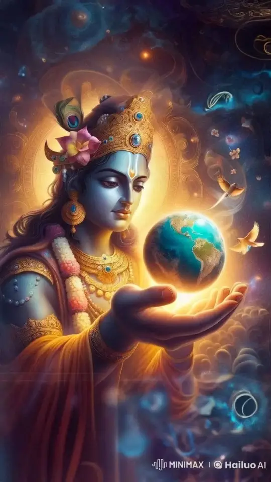 Lord Krishna's Celestial Walk in a Surreal Landscape – AI Generated Video | Hailuo AI