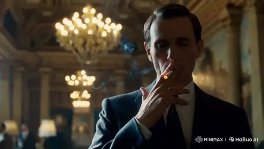 Pensive Man in Opulent Room Reflects with Cigarette – AI Generated Video | Hailuo AI