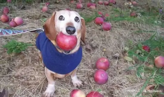 Muscular Dog Ascends to Space with Apple in Live2D Animation – AI Generated Video | Hailuo AI