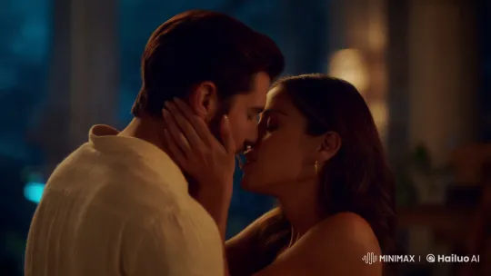 Intimate Embrace: Passionate Kiss in Soft Light – AI Generated Video | Hailuo AI