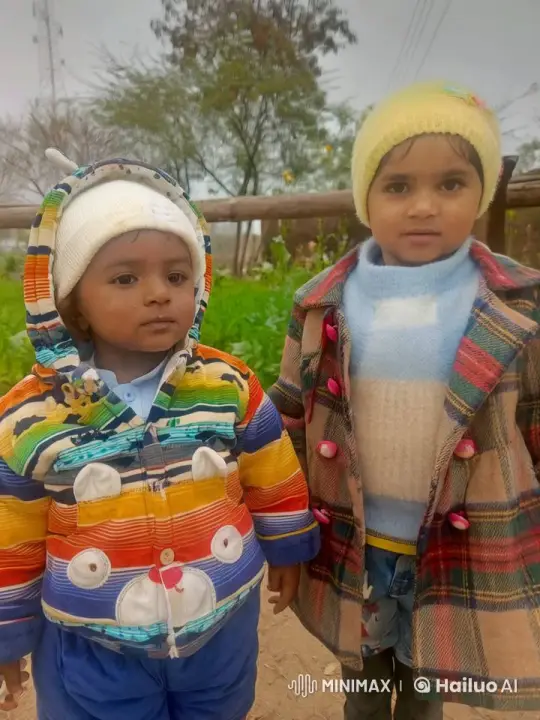 Children Embrace in Winter Wonderland – AI Generated Video | Hailuo AI