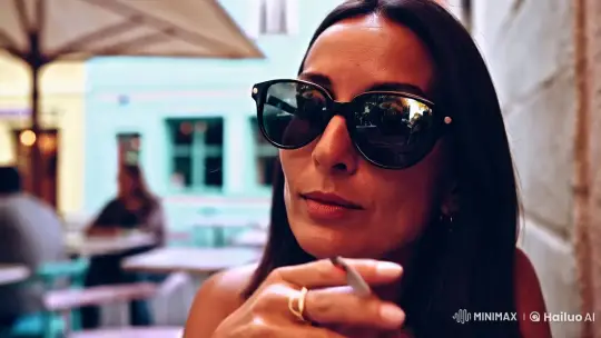 Mysterious Woman Smokes in Quaint Café – AI Generated Video | Hailuo AI