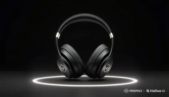 Floating Headphones with Radiant Wave Circle Animation – AI Generated Video | Hailuo AI