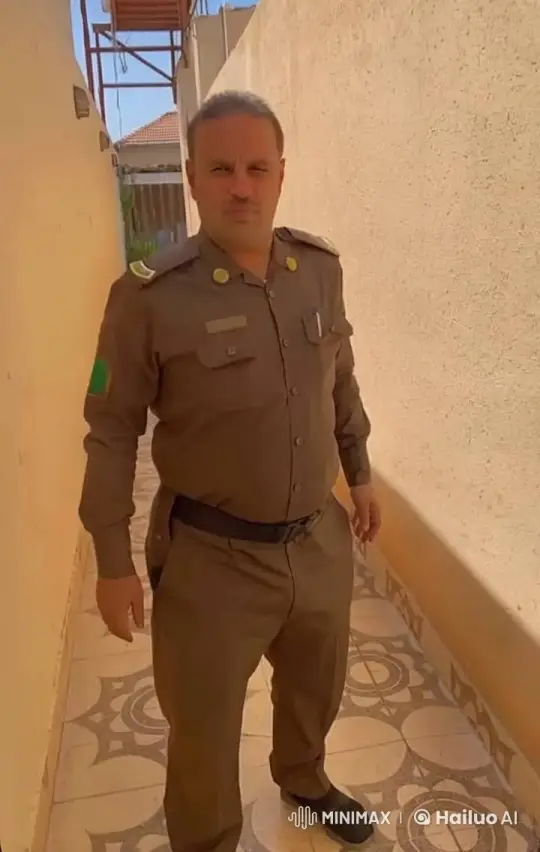 Uniformed Man Smokes in Sunlit Corridor – AI Generated Video | Hailuo AI