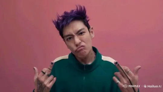 Purple-haired Man and Baby Interact Playfully – AI Generated Video | Hailuo AI