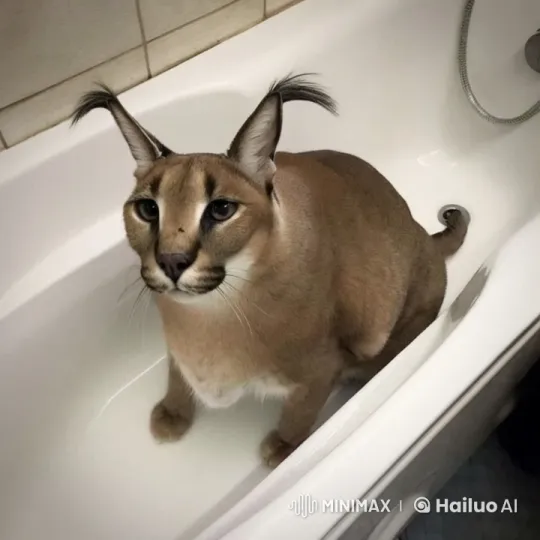 Caracal Cat Defeats Zombie in Bathtub Struggle – AI Generated Video | Hailuo AI