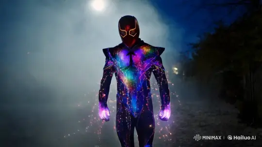 Figure in Moonlight: Celestial Suit and Ethereal Glow – AI Generated Video | Hailuo AI