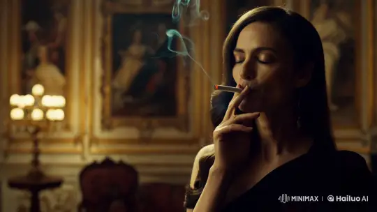 Contemplative Woman in Opulent Room with Warm Aesthetic – AI Generated Video | Hailuo AI