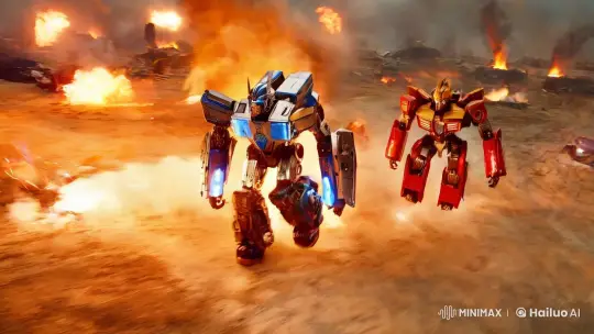 Dynamic Chase: Transformers in a Blurred Battlefield – AI Generated Video | Hailuo AI