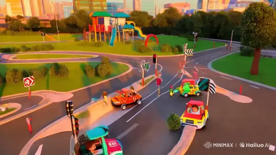 Children Learn Road Safety in Realistic Urban Park – AI Generated Video | Hailuo AI