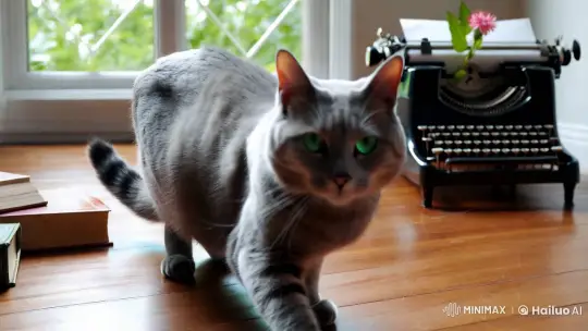 Sleek Tabby Cat in Artful Room with Intimate Lighting – AI Generated Video | Hailuo AI