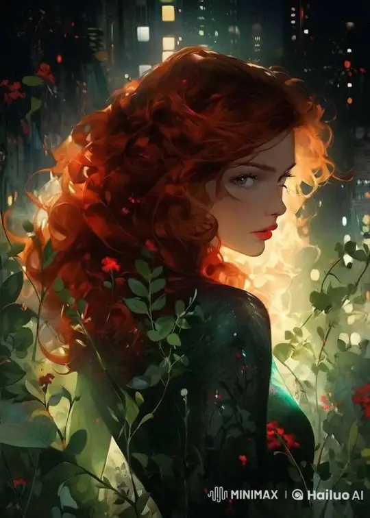 Redhead in Urban Nature, City Lights, and Gentle Breeze – AI Generated Video | Hailuo AI