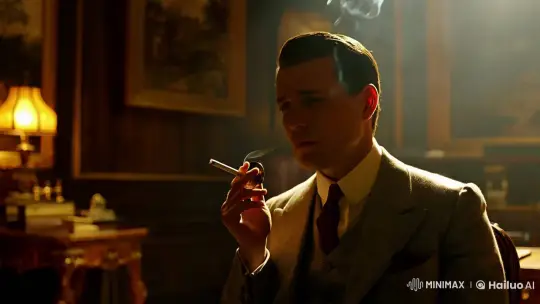 Contemplative Man in a Vintage Study Scene – AI Generated Video | Hailuo AI