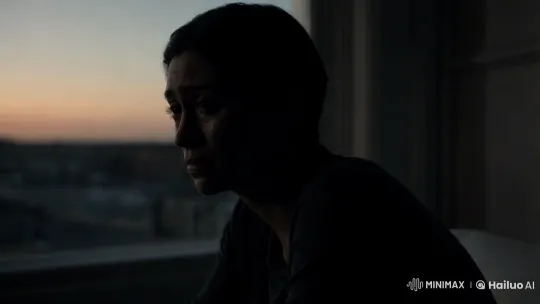 Contemplative Figure in Dimly-Lit Room with Desolate Cityscape – AI Generated Video | Hailuo AI