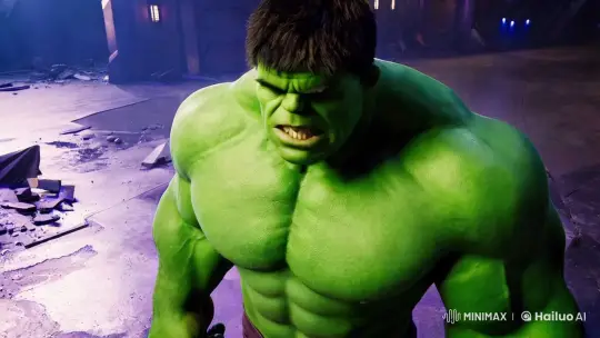 Hulk's Fury: Industrial Slow-Motion Confrontation – AI Generated Video | Hailuo AI