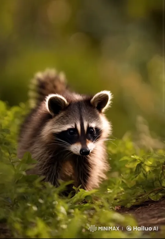 Curious Raccoon Explores Serene Forest – AI Generated Video | Hailuo AI