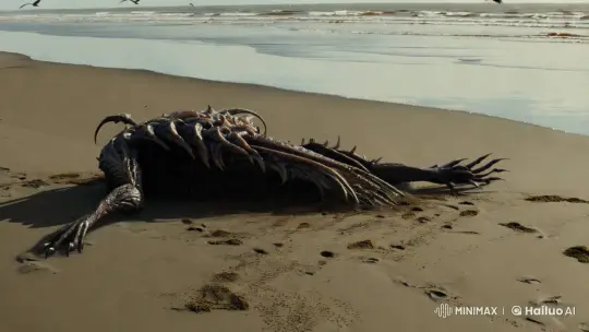 Alien Creature Stranded on Desolate Beach – AI Generated Video | Hailuo AI