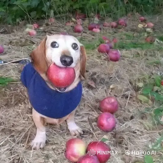 Alert Dog Protects Apples from Curious Kids – AI Generated Video | Hailuo AI