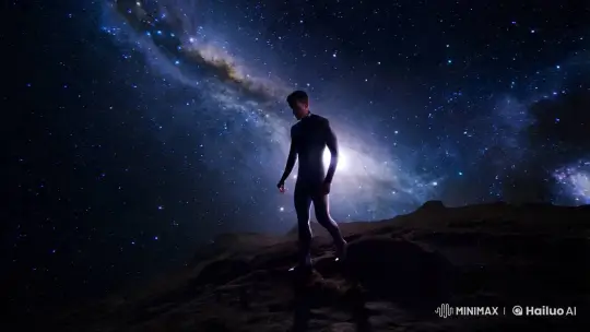 Solitary Man Drifts Through Cosmic Void – AI Generated Video | Hailuo AI