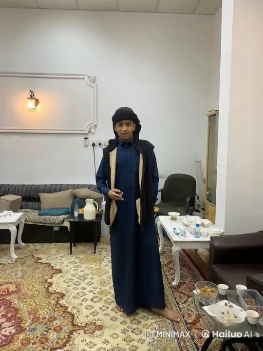 Traditional Attired Man Joyfully Dancing in Cozy Room – AI Generated Video | Hailuo AI