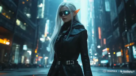 Futuristic Elf Woman Walks Through Blowing City After Explosion – AI Generated Video | Hailuo AI