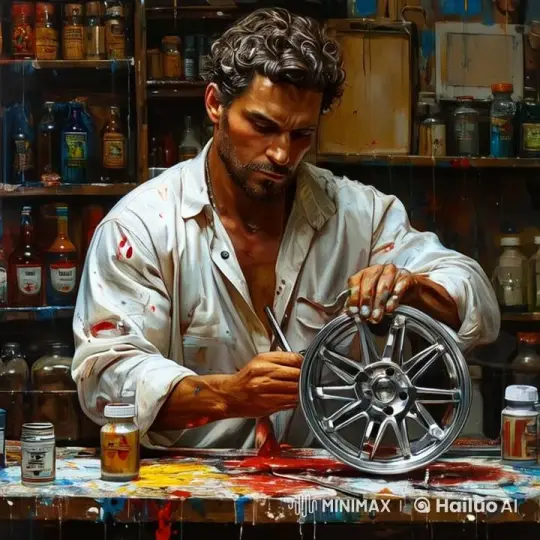 Live2D Workshop: Artist Paints Detailed Car Wheel – AI Generated Video | Hailuo AI