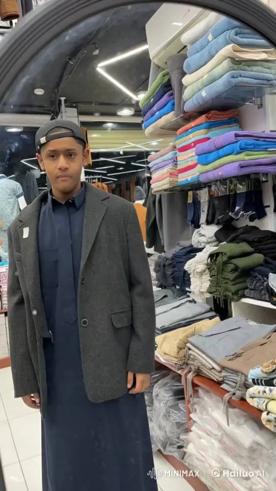 Young Man Smokes in Clothing Store Mirror – AI Generated Video | Hailuo AI