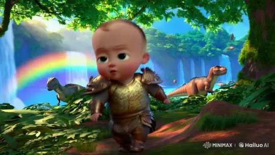 Warrior Baby Explores Prehistoric Forest with Dinosaurs – AI Generated Video | Hailuo AI