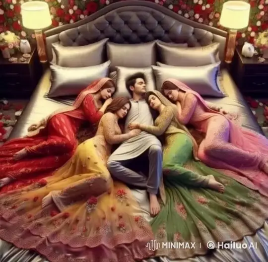 Traditional Serenity: Man and Four Women Resting Intimately – AI Generated Video | Hailuo AI