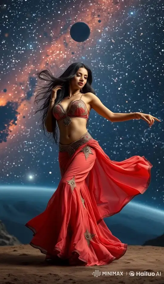 Dancer Enchants Cosmic Scene with Graceful Moves – AI Generated Video | Hailuo AI