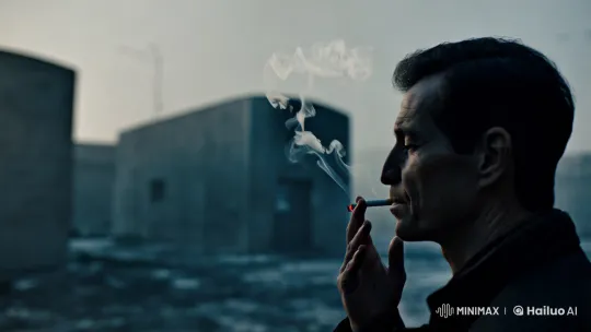 Meditative Man in a Misty Urban Landscape – AI Generated Video | Hailuo AI