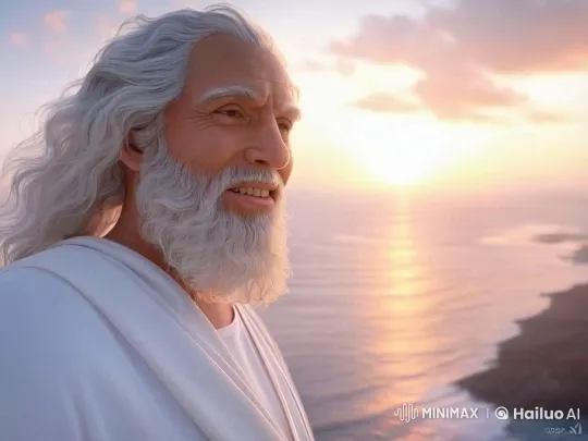 Elderly Man Contemplates Serene Sunset Over Ocean – AI Generated Video | Hailuo AI