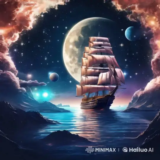 Majestic Ship Sails Through Dreamlike Celestial Ocean – AI Generated Video | Hailuo AI