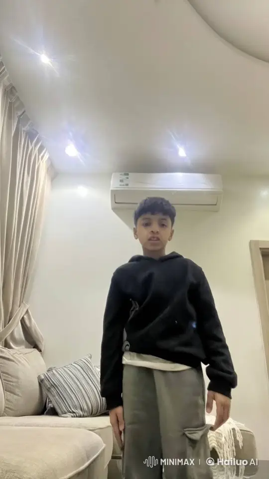 Young Boy Mimics Smoking in Static Room Setting – AI Generated Video | Hailuo AI