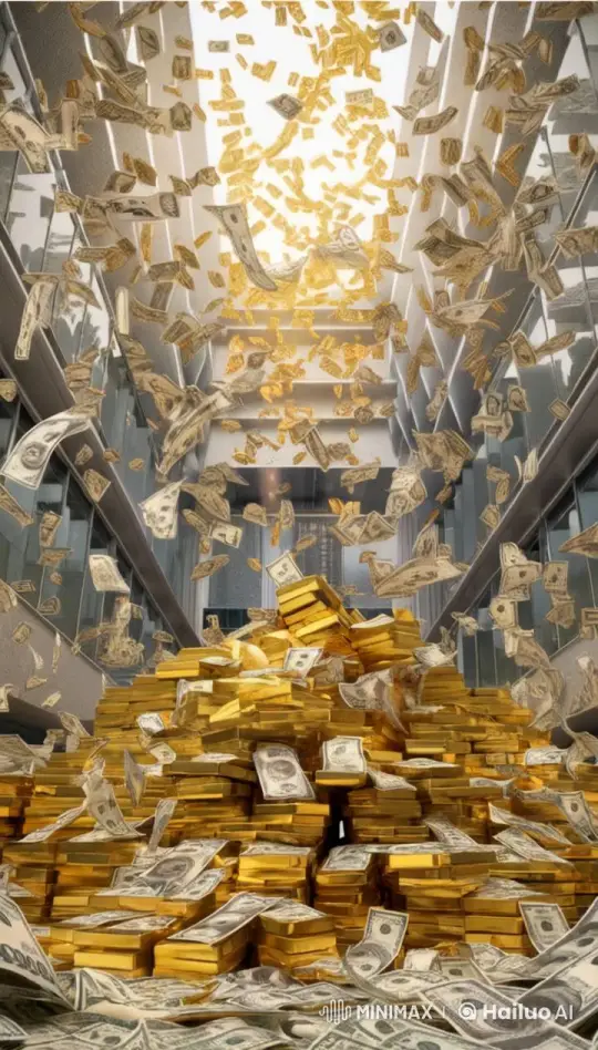 Golden Rainfall: Luxurious Wealth Display – AI Generated Video | Hailuo AI