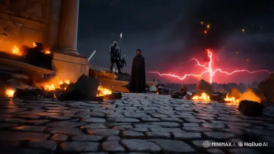 Battlefield Panorama with Kael Amidst Destruction – AI Generated Video | Hailuo AI