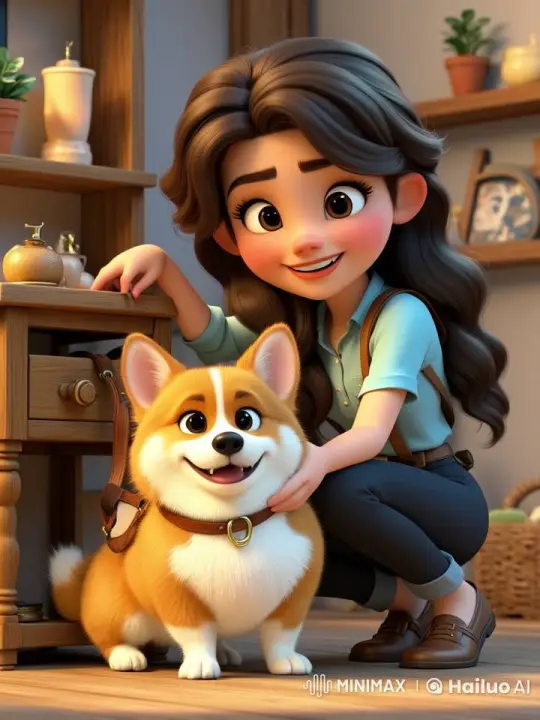 Cute Corgi Hides Under Table, Owner Gently Pulls – AI Generated Video | Hailuo AI