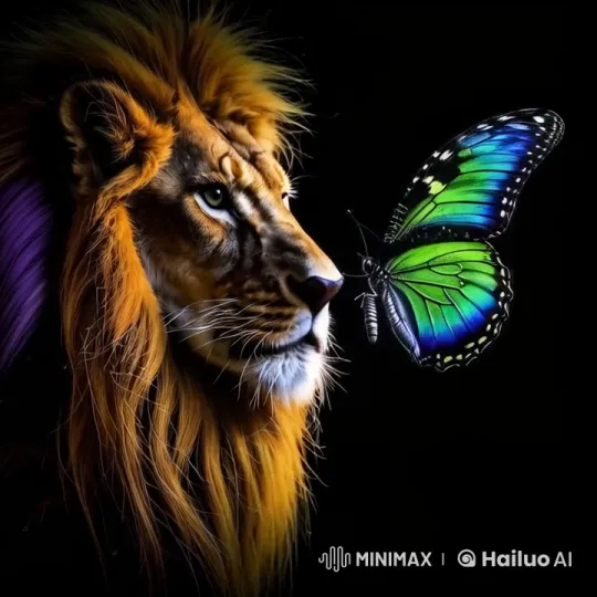 Lion and Butterfly: A Dance of Contrast and Coexistence – AI Generated Video | Hailuo AI