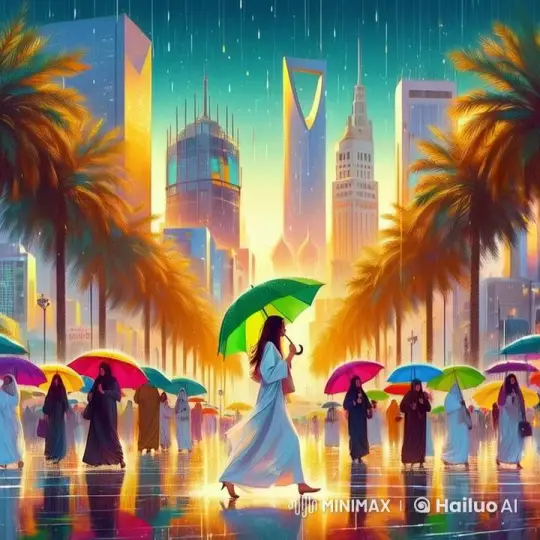 Vibrant Cityscape: Rainy Day with Graceful Woman – AI Generated Video | Hailuo AI