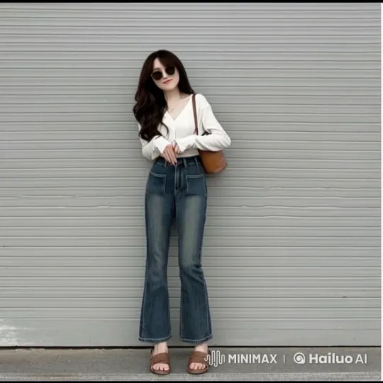 Young Woman in Casual Chic Pose with Animated Details – AI Generated Video | Hailuo AI