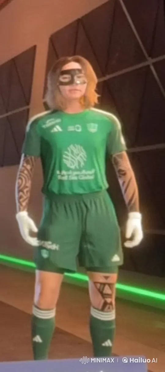 Football Player in Green Uniform with Intricate Tattoos – AI Generated Video | Hailuo AI