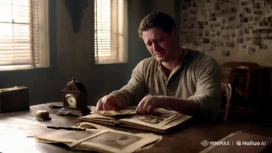 Heartbroken Man Reflects on Memories in Dimly Lit Room – AI Generated Video | Hailuo AI