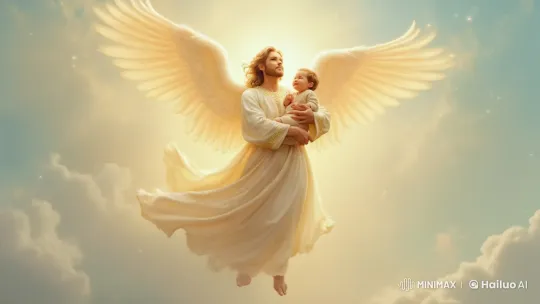 Radiant Angel and Cherub Soar in 8K Elegance – AI Generated Video | Hailuo AI