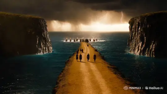 Stilled Ocean: Army Advances on Stormy Horizon – AI Generated Video | Hailuo AI