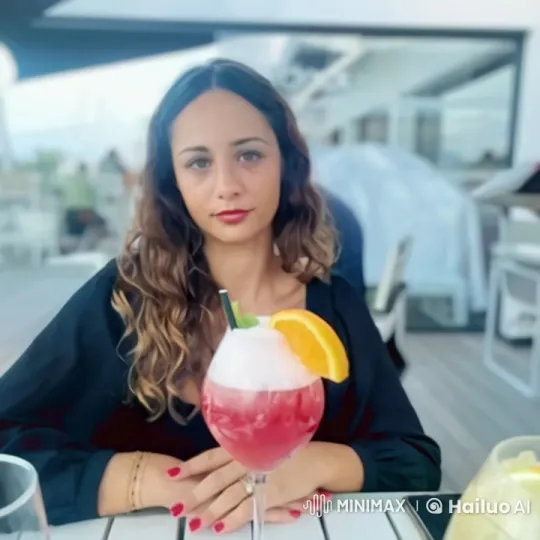 Woman Enjoying a Drink Bites a Donut Offered by a Friend – AI Generated Video | Hailuo AI