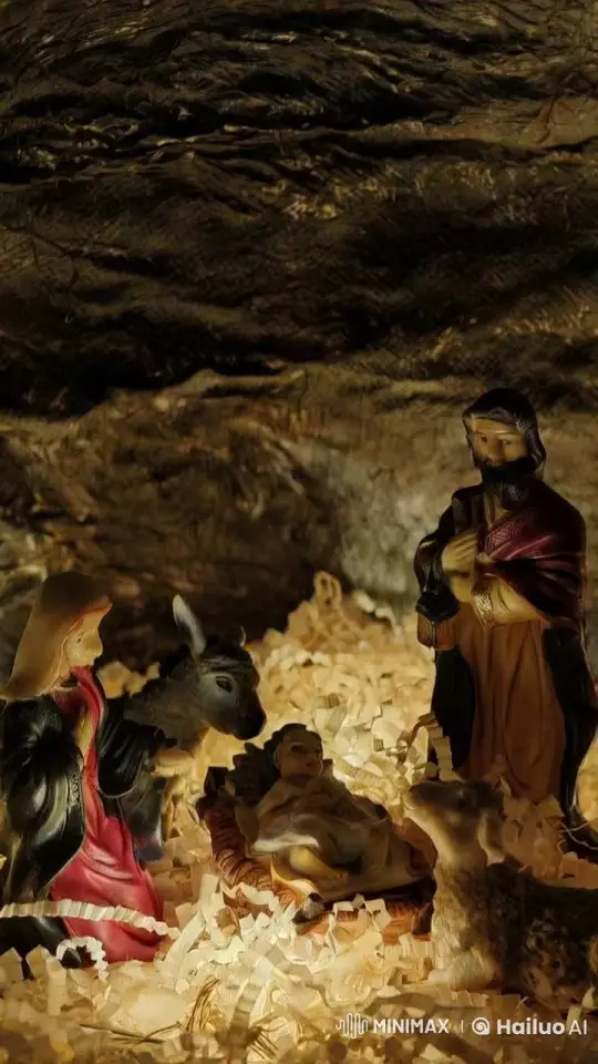 Peaceful Nativity Scene with Praying Figures – AI Generated Video | Hailuo AI